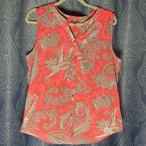 American Eagle Sleeveless Paisley Blouse | Coral | Size L